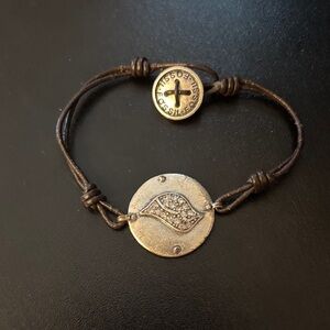 Fossil Brown Leather Bracelet with Silver Accents